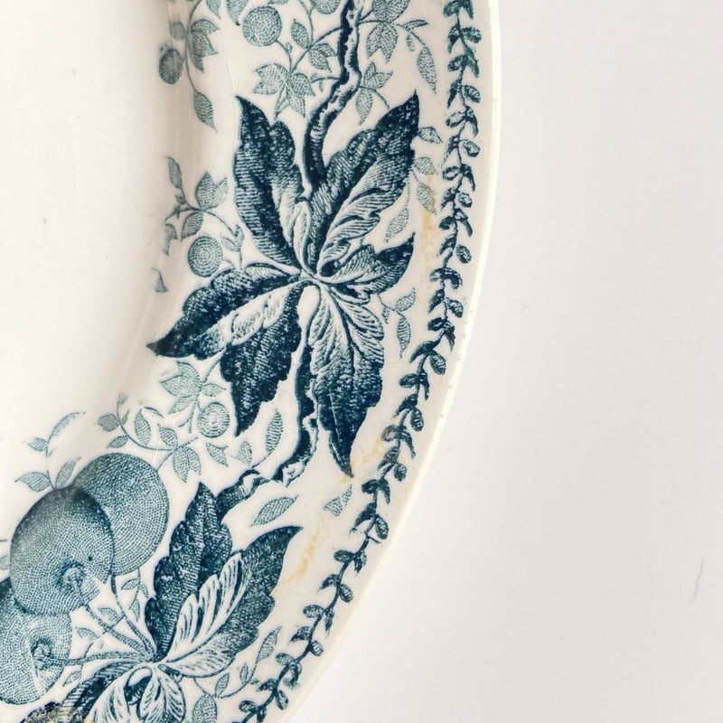 2枚組バドンヴィレー　花レリーフいっぱい　さくらんぼうの皿　フランスアンティーク 2枚組バドンヴィレー 花レリーフいっぱい さくらんぼうの皿