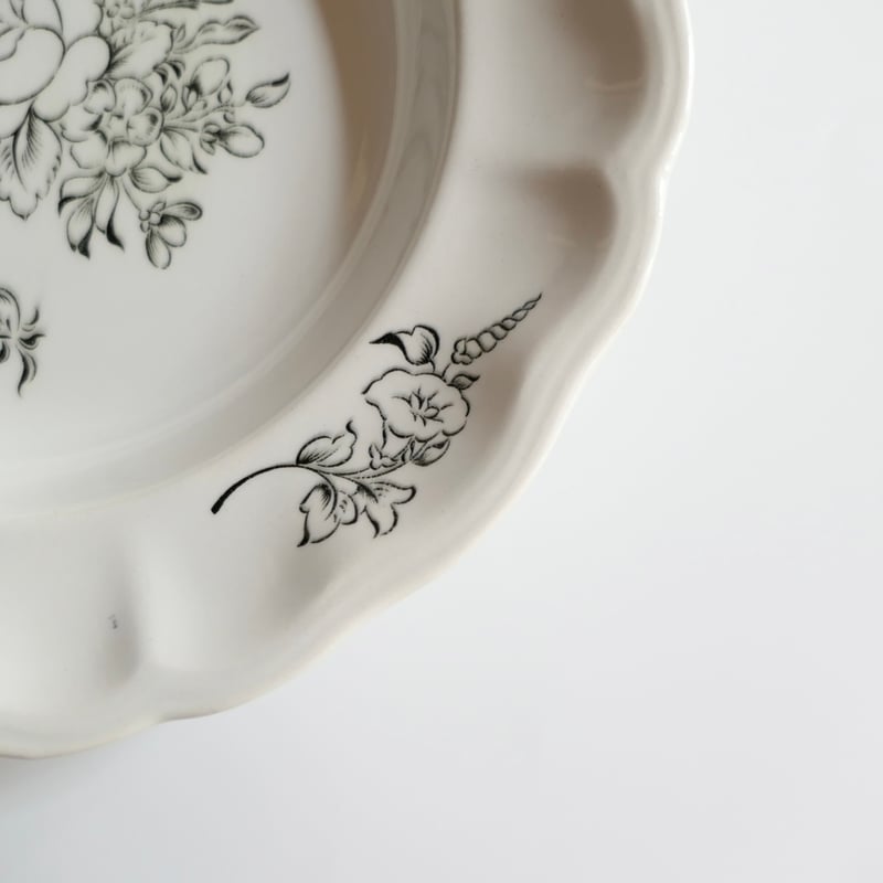 K&G Lunéville ”Vieux Strasbourg” モノクロームの花束 深皿C