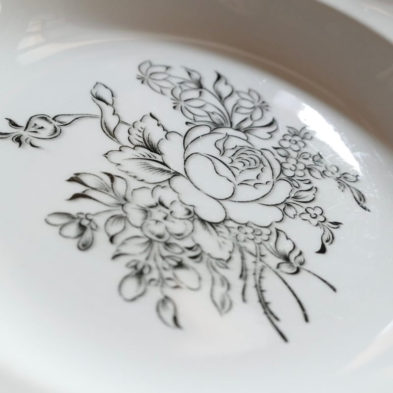 K&G Lunéville ”Vieux Strasbourg” モノクロームの花束 深皿C