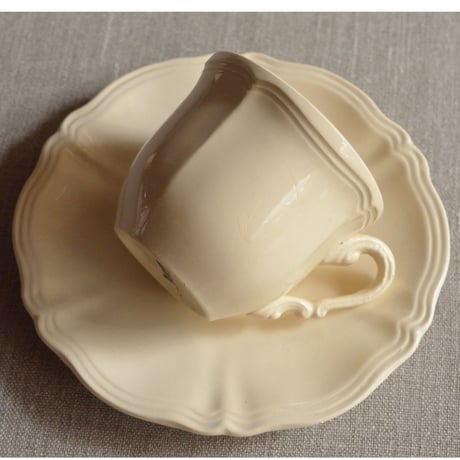 Digoin et Sarreguemines　花リムのコーヒーカップ＆ソーサーA