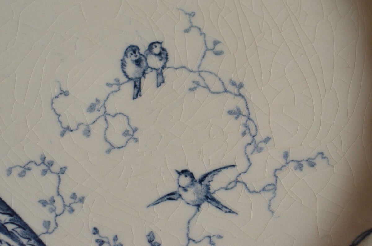 Gienジアン★小鳥 Rinceauxアンティークプレート Gien 