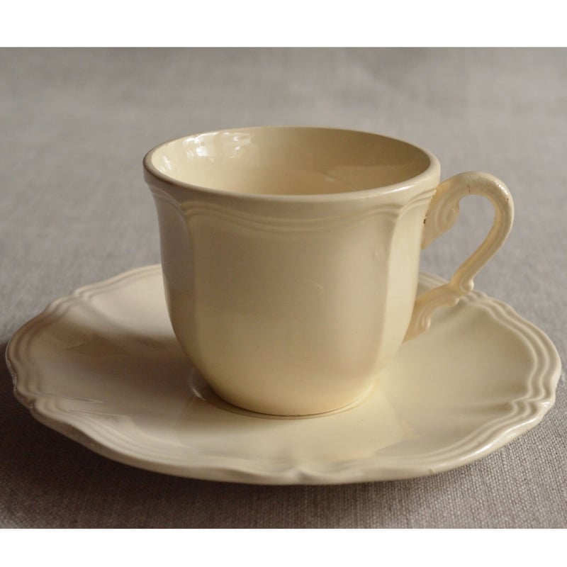 Digoin et Sarreguemines 花リムのコーヒーカップ＆ソーサーB