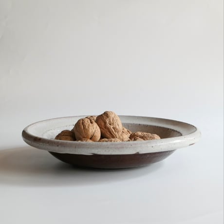 フランス　19世紀　キュノワール　大皿 Cul Noir キュノワール 無地 花リムプレート 丸皿 / 1800年代(19