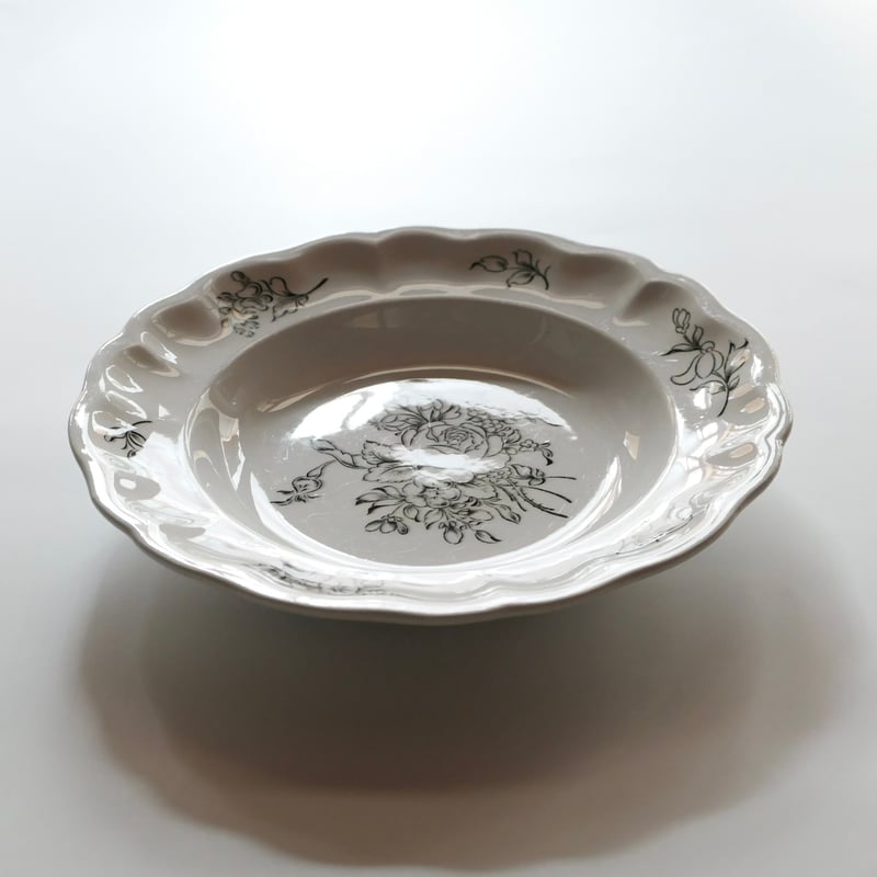 K&G Lunéville ”Vieux Strasbourg” モノクロームの花束 深皿C
