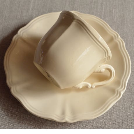 Digoin et Sarreguemines　花リムのコーヒーカップ＆ソーサーB