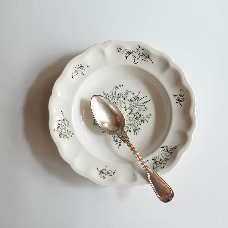 K&G Lunéville ”Vieux Strasbourg” モノクロームの花束 深皿C