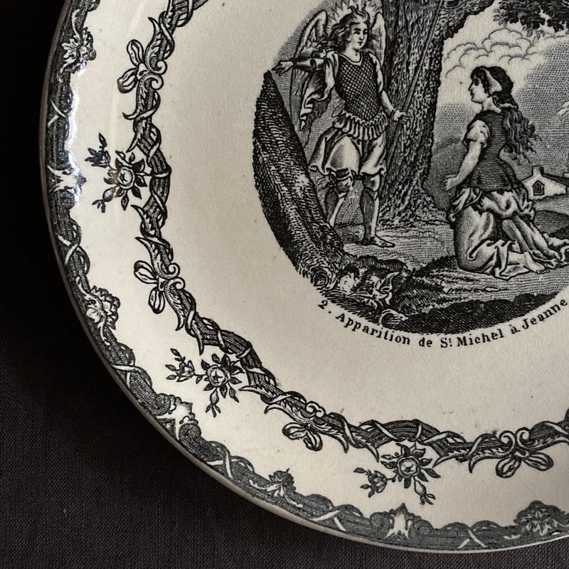 Choisy le Roi フランス アンティークプレート 皿 古道具グリザイユ Choisy le Roi フランス アンティークプレート 皿 古道具グリザイユ