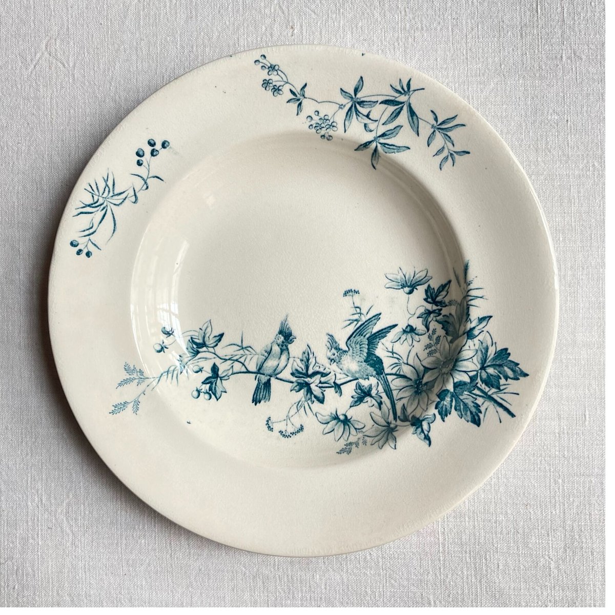 専用 美品 フランスアンティーク プレート 小鳥と花柄 ロンウィ窯 深皿 美品】フランスアンティーク プレート ロンウィ窯 小鳥とベリー