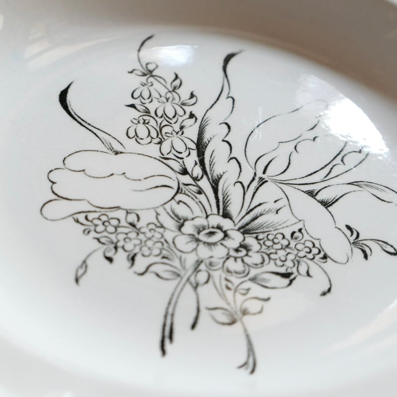 K&G Lunéville ”Vieux Strasbourg” モノクロームの花束 深皿D