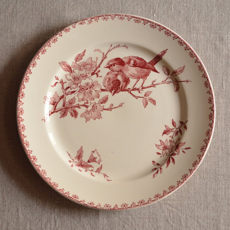 【大きめ】　プレート　小鳥　桜　sarreguemines favori 大きめ】プレート小鳥桜sarreguemines favori