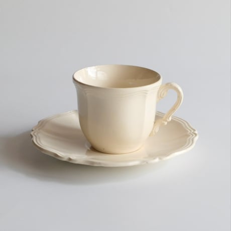 Digoin et Sarreguemines "Ivoire"　花リムのコーヒーカップ＆ソーサーB