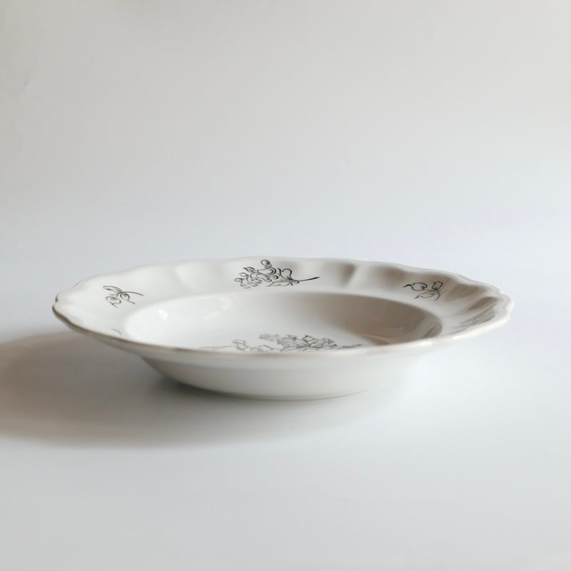 K&G Lunéville ”Vieux Strasbourg” モノクロームの花束 深皿C