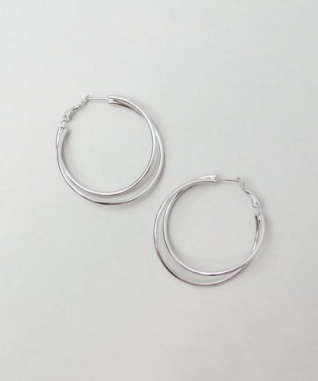 金属アレルギー対応「ieLS」ステンレス　ダブルフープボリュームピアス