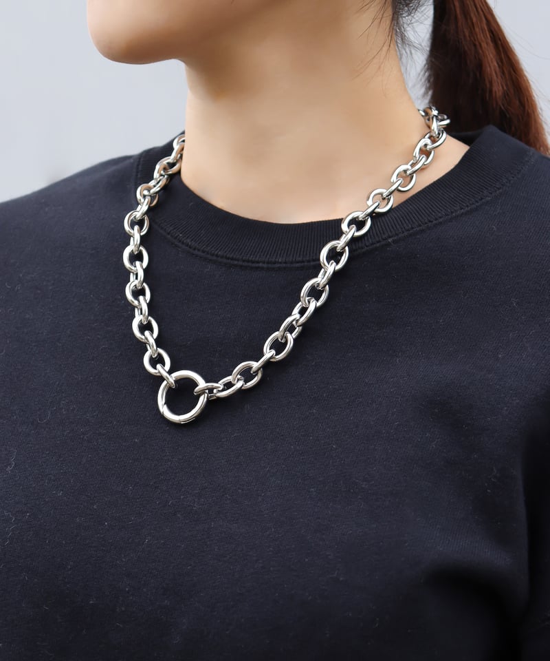金属アレルギー対応「ieLS」ステンレス ボリュームチェーンネックレス 