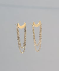 金属アレルギー対応「ieLS」ステンレス　ムーンダブルチェーンピアス