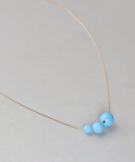 金属アレルギー対応「ieLS」ステンレス　シェルパール/イミテーションターコイズ　ネックレス