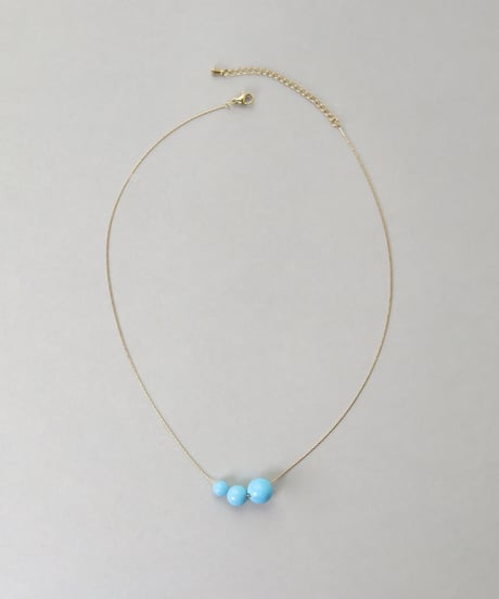 金属アレルギー対応「ieLS」ステンレス　シェルパール/イミテーションターコイズ　ネックレス