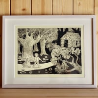 [Witch woods] drypoint on paper ：まじょの森（紙版画）