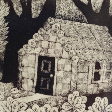 [Witch woods] drypoint on paper ：まじょの森（紙版画）