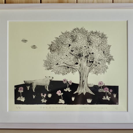 [When the anemones bloom] drypoint on paper ：アネモネのさくころ（紙版画）