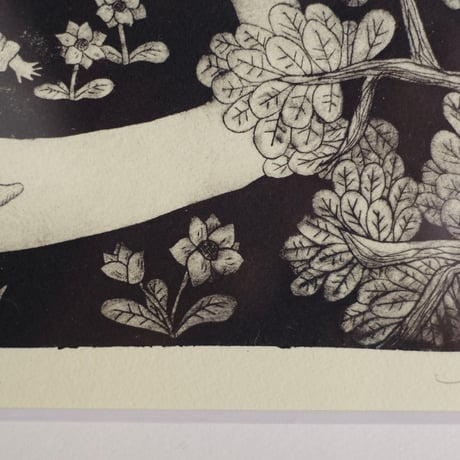 [Witch woods] drypoint on paper ：まじょの森（紙版画）