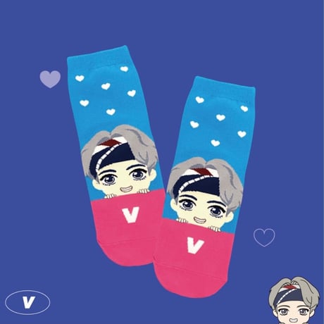 TinyTAN heart socks (Magic Door) V-ブイ