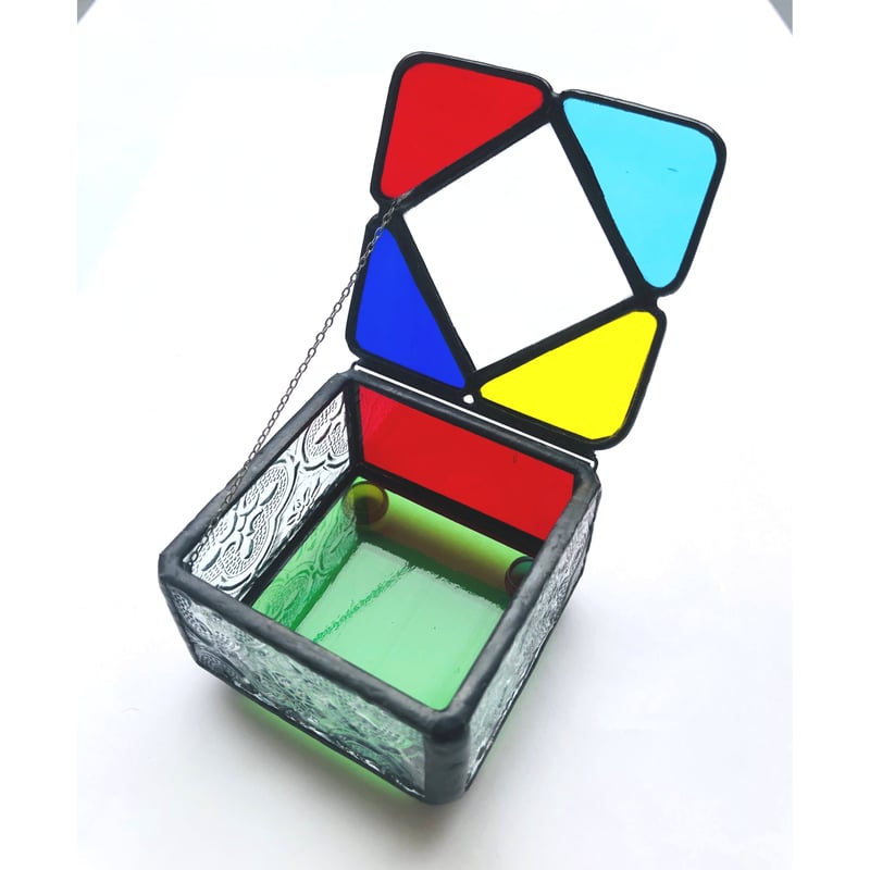 ステンドグラス若葉テッシュBOX ステンドグラス若葉テッシュBOX