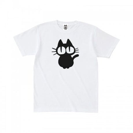 お座り黒猫 Tシャツ[WHITE]