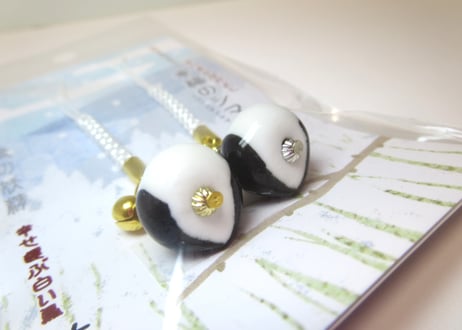 シマエナガ　陶器2個セット根付