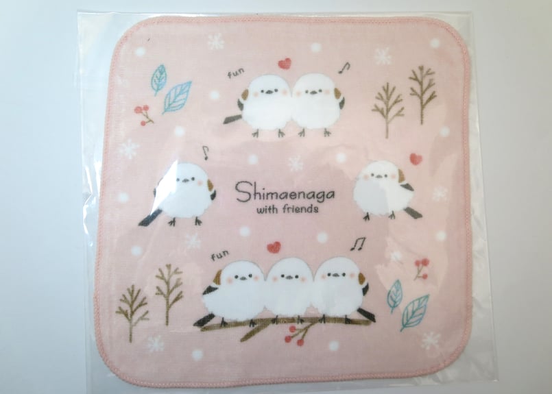 シマエナガ ミニハンカチ（ピンク） | まりもっこり with KYOWA