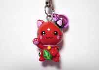 招小猫（まねこねこ）【健康来い来い】　赤根付