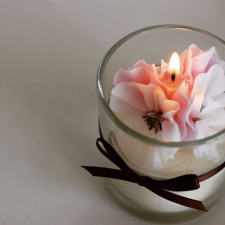 フリルビオラキャンドル（frilly viola  candles in a glass）受注生産