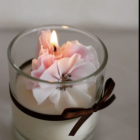 フリルビオラキャンドル（frilly viola  candles in a glass）受注生産