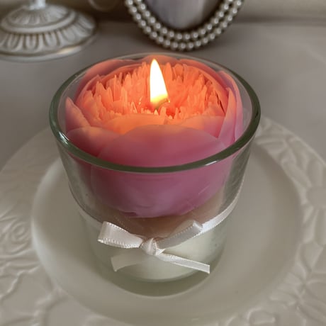 グラス入りピオニーキャンドル（Peony  candles in a glass）受注生産