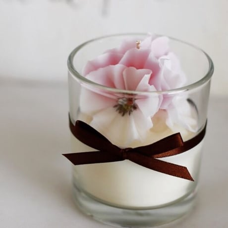 フリルビオラキャンドル（frilly viola  candles in a glass）受注生産