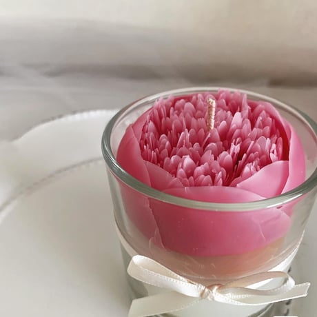 グラス入りピオニーキャンドル（Peony  candles in a glass）受注生産