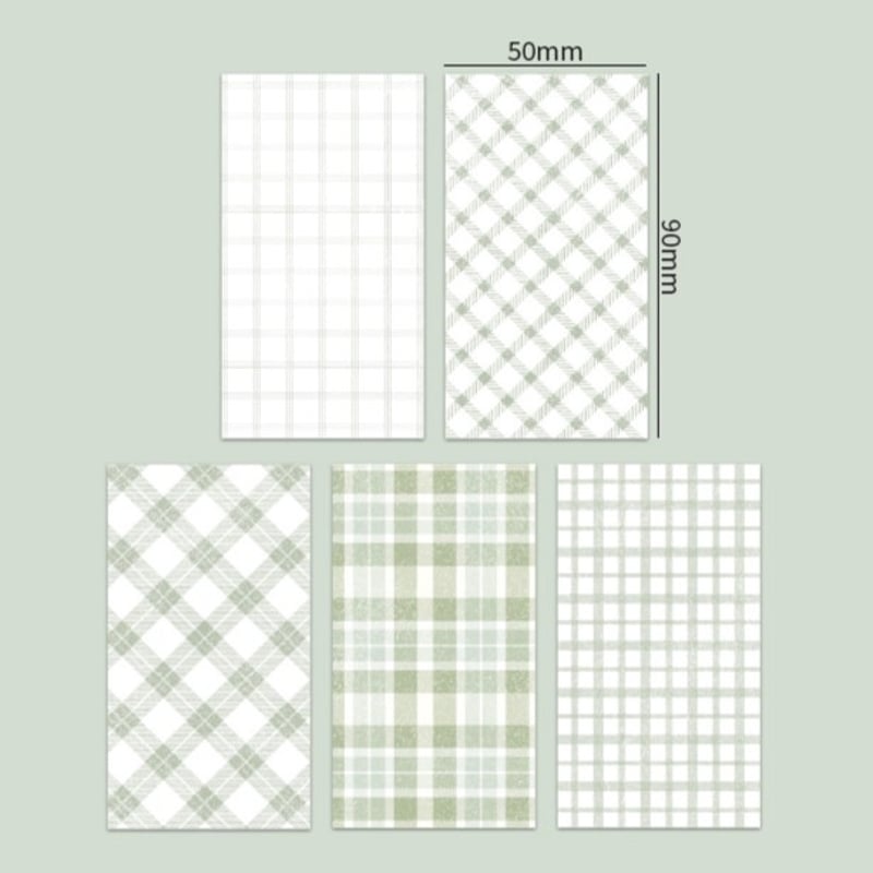 チェック デザインペーパー 紙素材 50枚set《green》 [P354] | Misty