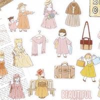 女の子 イラスト フレークシール 40枚set《fashion icon》 [F568]