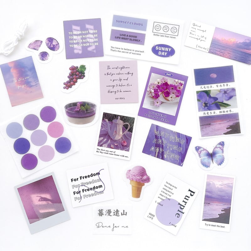 コラージュ素材 シール 20枚set《purple》[F580] | Misty Classi