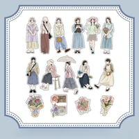 女の子 お花フレークシール 30枚set《blue》 [F660]