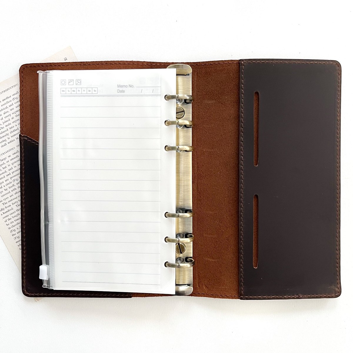 A6 バインダー システム手帳 レザー《brown》[T027] | Misty Classi