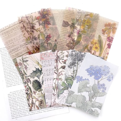 デザインペーパー シール 素材 55枚セット《antique flower》 [F647]