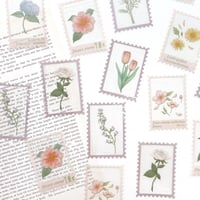 切手風 フレークシール 30枚set《Flowers》 [F624]