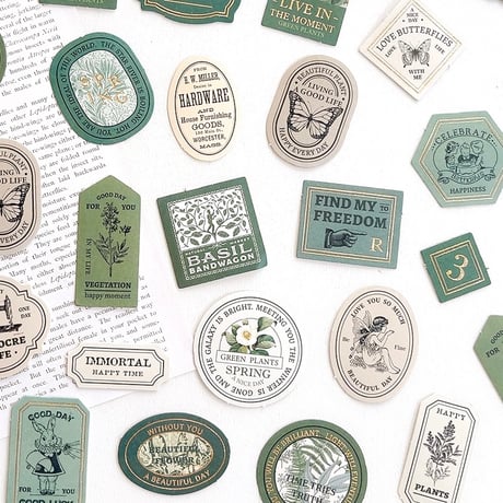 海外紙物　アンティーク　Perfume ラベルステッカー　3種　大量　300枚 Amazon.co.jp: TNYKER シール ステッカー フレークシール ラベル