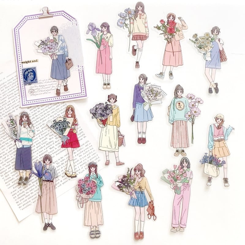 PET 女の子 フレークシール 30枚セット《lavender》 [F669] | Misty