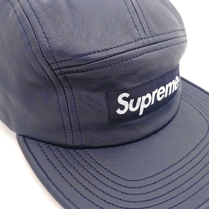 シュプリーム Supreme キャップ レザー×ベロア ネイビー ユニセックス