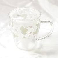 耐熱ガラスカップ　ロマンチックストロベリー｜フィルター・蓋付き｜電子レンジOK｜約330cc(満水容量)｜