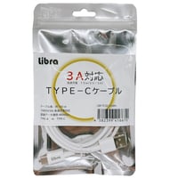 Libra 3A対応 TYPE-C(タイプC)ケーブル1m(白） スマホ充電ケーブル