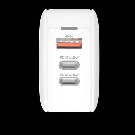 65W 3ポート窒化ガリウムPD充電器コンセント タイプC2口,USB1口