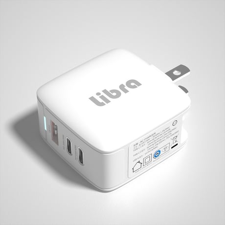 65W 3ポート窒化ガリウムPD充電器コンセント タイプC2口,USB1口
